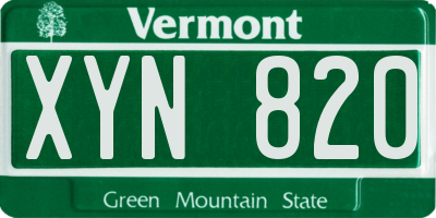 VT license plate XYN820