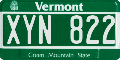 VT license plate XYN822