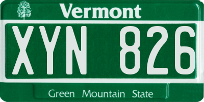 VT license plate XYN826