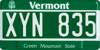 VT license plate XYN835