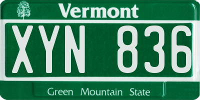 VT license plate XYN836