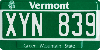VT license plate XYN839