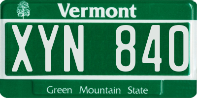 VT license plate XYN840