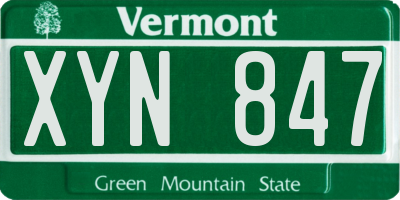 VT license plate XYN847