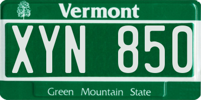 VT license plate XYN850