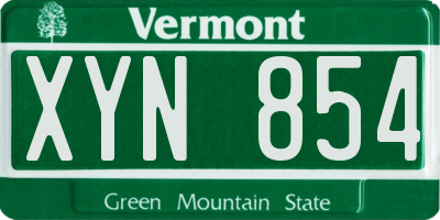 VT license plate XYN854
