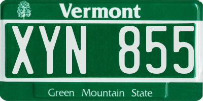 VT license plate XYN855