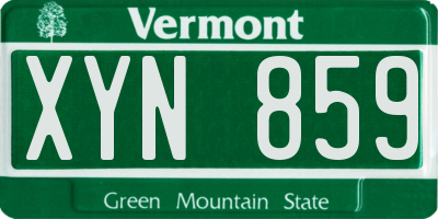 VT license plate XYN859