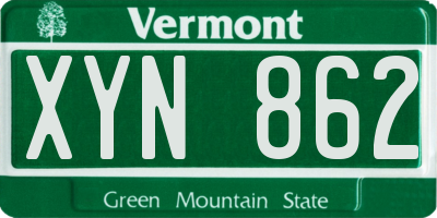 VT license plate XYN862