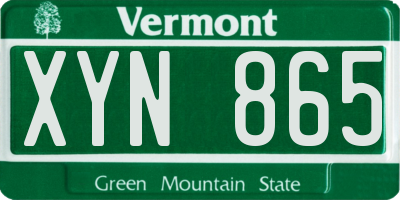 VT license plate XYN865