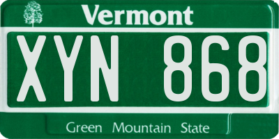 VT license plate XYN868