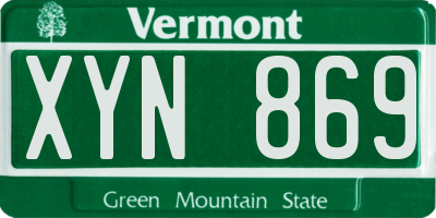 VT license plate XYN869