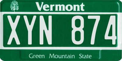 VT license plate XYN874