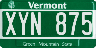 VT license plate XYN875