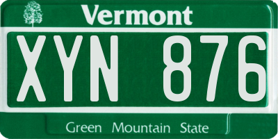 VT license plate XYN876