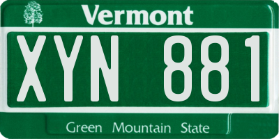 VT license plate XYN881