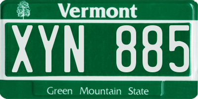 VT license plate XYN885