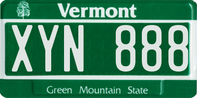 VT license plate XYN888