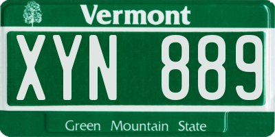 VT license plate XYN889