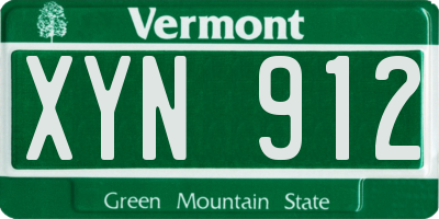 VT license plate XYN912