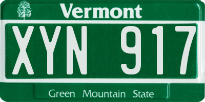 VT license plate XYN917