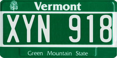 VT license plate XYN918