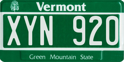 VT license plate XYN920