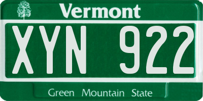 VT license plate XYN922