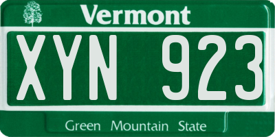 VT license plate XYN923