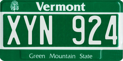 VT license plate XYN924