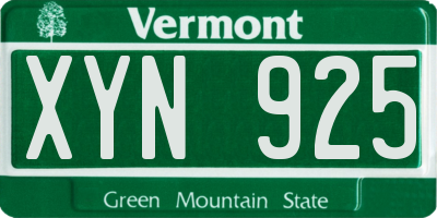 VT license plate XYN925