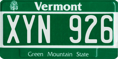 VT license plate XYN926