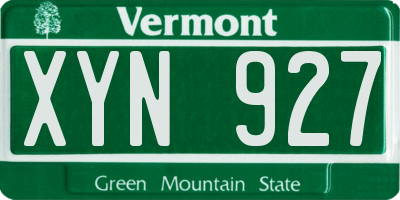 VT license plate XYN927