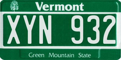 VT license plate XYN932