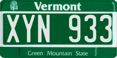 VT license plate XYN933