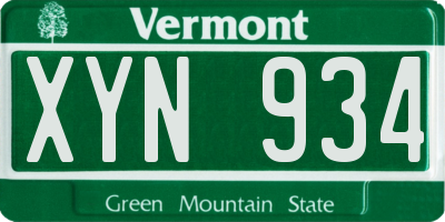 VT license plate XYN934