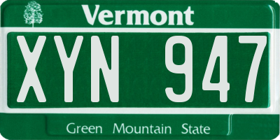 VT license plate XYN947