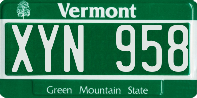 VT license plate XYN958