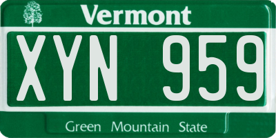 VT license plate XYN959