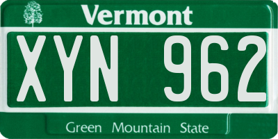 VT license plate XYN962