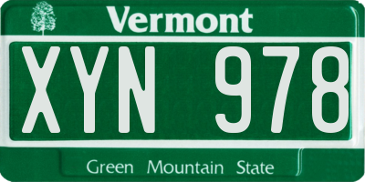 VT license plate XYN978