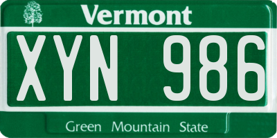 VT license plate XYN986