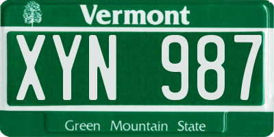 VT license plate XYN987