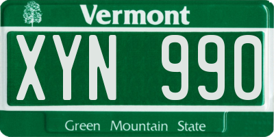 VT license plate XYN990