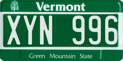VT license plate XYN996