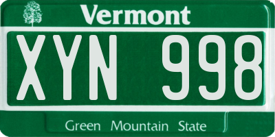 VT license plate XYN998