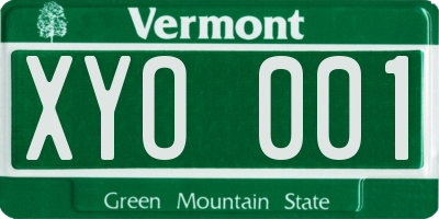 VT license plate XYO001