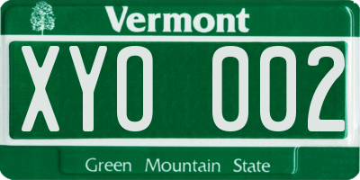 VT license plate XYO002