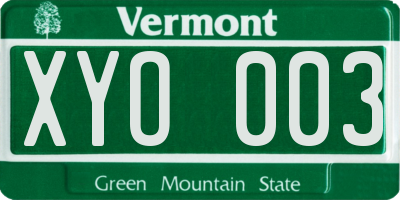 VT license plate XYO003