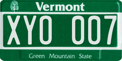 VT license plate XYO007